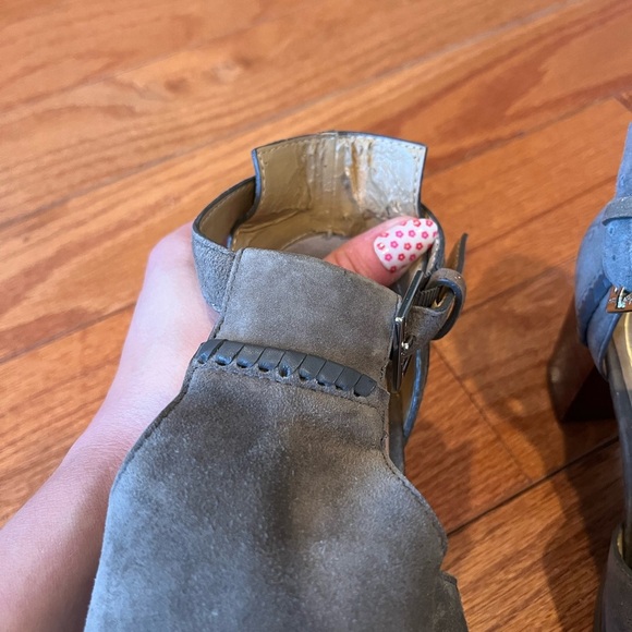 Jack Rogers Gray Suede Heeled Sandals - Picture 9 of 9